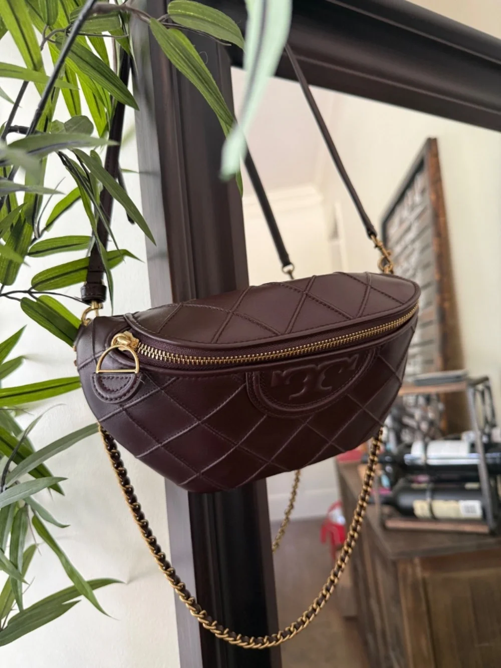 Tory Burch Fleming Nappa Leather Bag in Albarossa (Rich Burgundy)